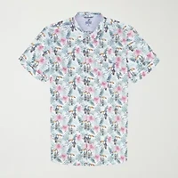 IZOD Dockside Chambray Mens Short Sleeve Classic Fit Big and Tall Button-Down Shirt