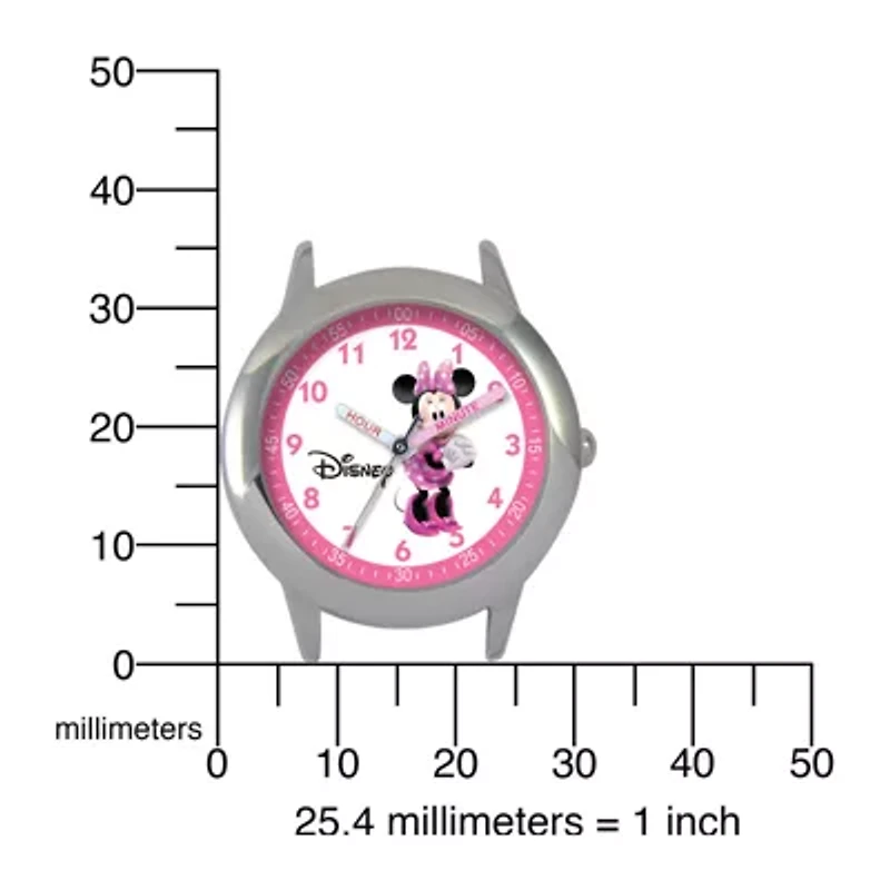 Disney Time Teacher Minnie Mouse Kids Pink Graphic Strap Watch