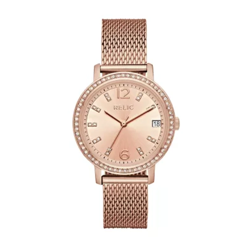Relic By Fossil Laurie Womens Multi-Function Rose Goldtone Bracelet Watch Zr34399