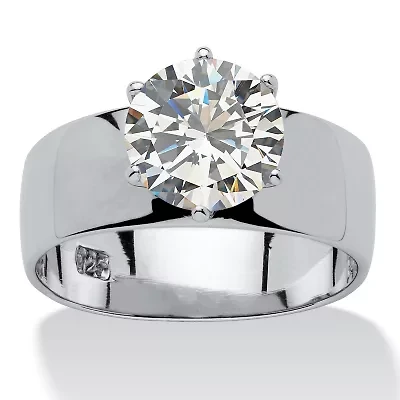 DiamonArt® Womens 4 CT. T.W. White Cubic Zirconia Sterling Silver Round Engagement Ring