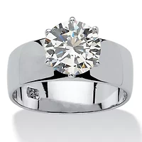 DiamonArt® Womens 4 CT. T.W. White Cubic Zirconia Sterling Silver Round Engagement Ring