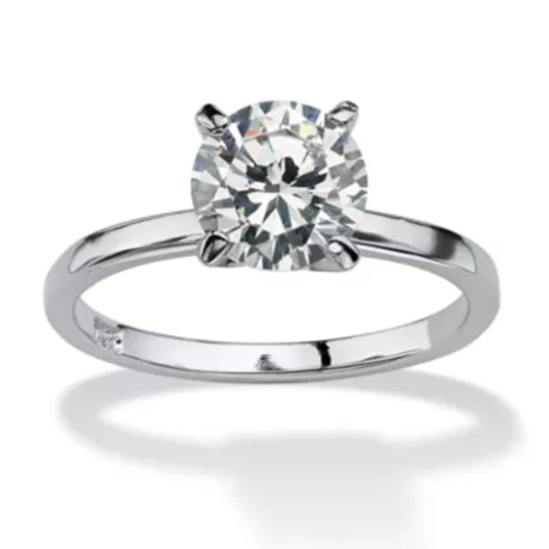 DiamonArt® Womens 2 CT. T.W. White Cubic Zirconia Sterling Silver Round Engagement Ring