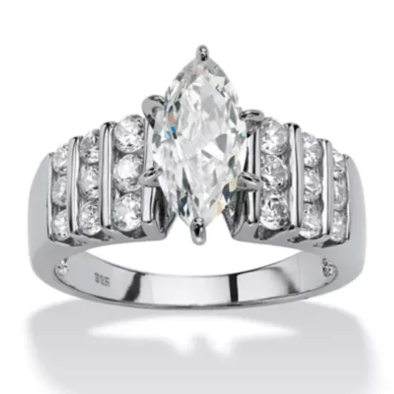 DiamonArt® Womens / CT. T.W. White Cubic Zirconia Platinum Over Silver Engagement Ring
