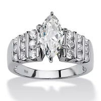 DiamonArt® Womens / CT. T.W. White Cubic Zirconia Platinum Over Silver Engagement Ring
