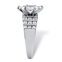 DiamonArt® Womens / CT. T.W. White Cubic Zirconia Platinum Over Silver Engagement Ring