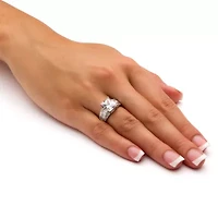 DiamonArt® Womens 5 CT. T.W. White Cubic Zirconia Platinum Over Silver Rectangular Engagement Ring