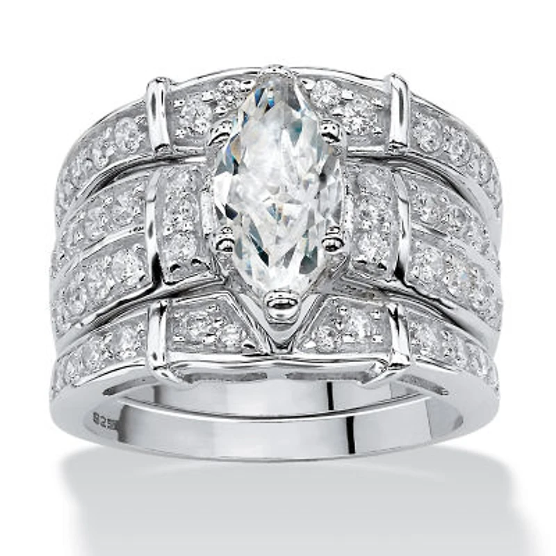 DiamonArt® Womens 3 CT. T.W. White Cubic Zirconia Sterling Silver Bridal Set