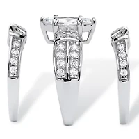 DiamonArt® Womens 3 CT. T.W. White Cubic Zirconia Sterling Silver Bridal Set