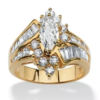 DiamonArt® Womens 3 1/4 CT. T.W. White Cubic Zirconia 18K Gold Over Silver Engagement Ring