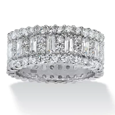 DiamonArt® 9M 4 3/4 CT. T.W. White Cubic Zirconia Platinum Over Silver Rectangular Band