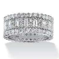 DiamonArt® 9M 4 3/4 CT. T.W. White Cubic Zirconia Platinum Over Silver Rectangular Band