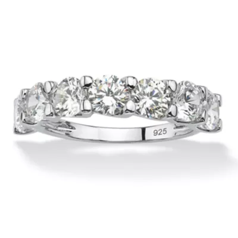 DiamonArt® 2MM 3 1/2 CT. T.W White Cubic Zirconia Platinum Over Silver Round Band