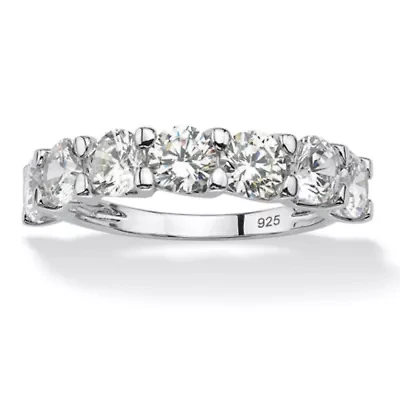 DiamonArt® 2MM 3 1/2 CT. T.W White Cubic Zirconia Platinum Over Silver Round Band