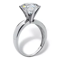 DiamonArt® Womens 3 1/ CT. T.W. White Cubic Zirconia Platinum Over Silver Round Engagement Ring