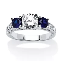 DiamonArt® Womens 1 5/8 CT. T.W. White Cubic Zirconia Sterling Silver Round Engagement Ring