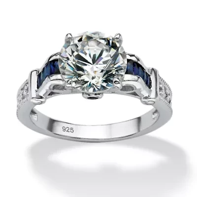 DiamonArt® Womens 5 CT. T.W. White Cubic Zirconia Platinum Over Silver Round Engagement Ring