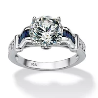 DiamonArt® Womens 5 CT. T.W. White Cubic Zirconia Platinum Over Silver Round Engagement Ring