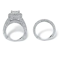 DiamonArt® Womens 5 CT. T.W. White Cubic Zirconia Platinum Over Silver Square Bridal Set