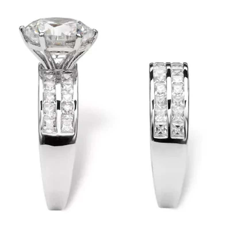 DiamonArt® Womens 5 3/4 CT. T.W. White Cubic Zirconia Platinum Over Silver Round Bridal Set