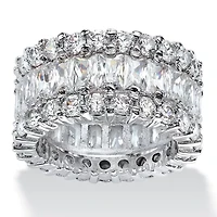 DiamonArt® 12MM White Cubic Zirconia Platinum Over Silver Rectangular Band