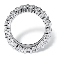 DiamonArt® 12MM White Cubic Zirconia Platinum Over Silver Rectangular Band