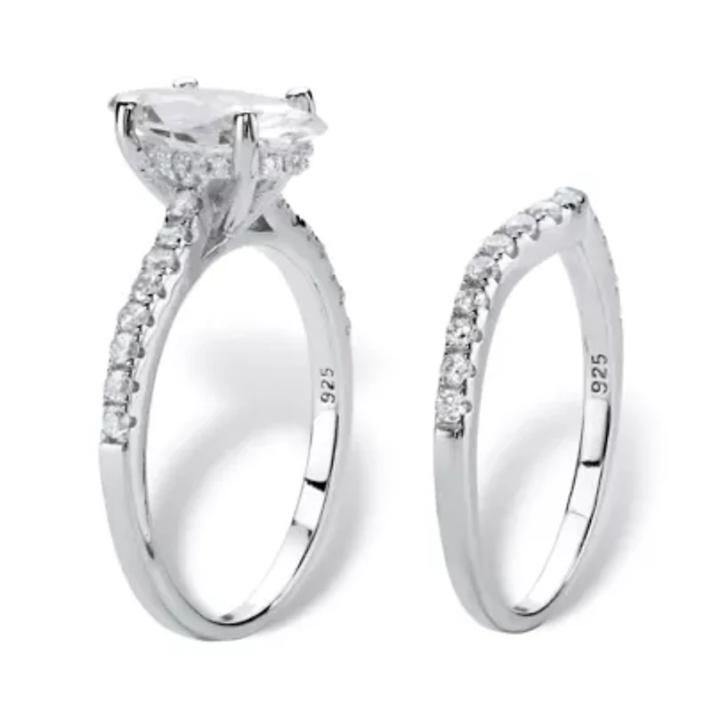 DiamonArt® Womens 2 1/2 CT. T.W. White Cubic Zirconia Platinum Over Silver Bridal Set