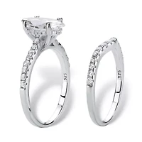 DiamonArt® Womens 2 1/2 CT. T.W. White Cubic Zirconia Platinum Over Silver Bridal Set