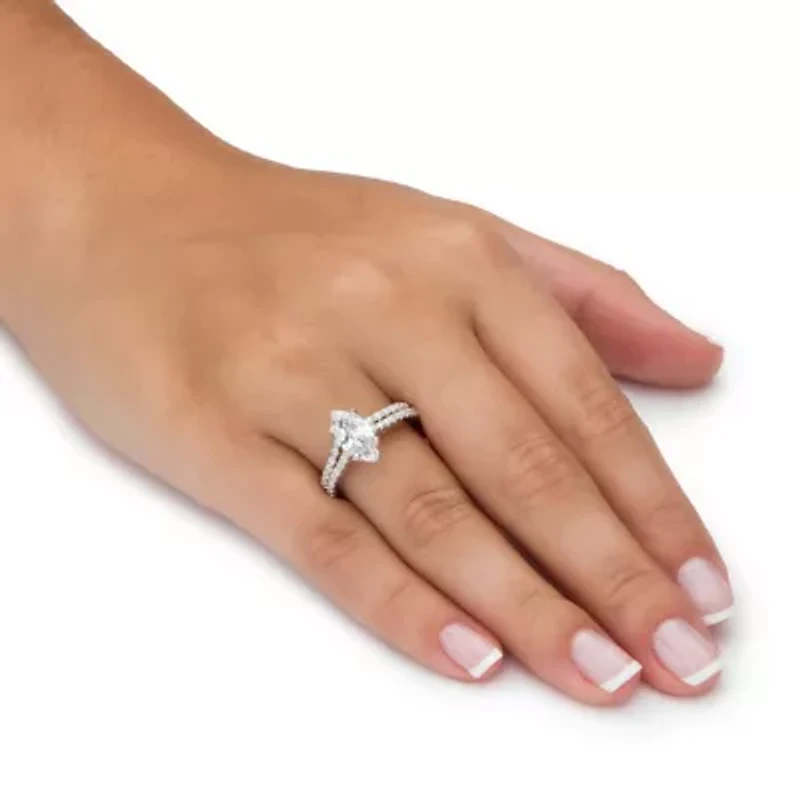 DiamonArt® Womens 2 1/2 CT. T.W. White Cubic Zirconia Platinum Over Silver Bridal Set