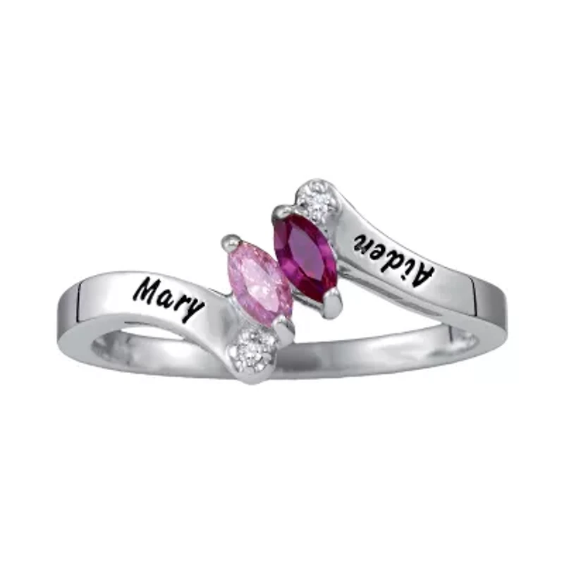 Personalized Womens Simulated 10K Gold Bypass Cocktail Ring