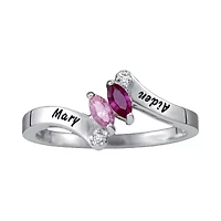 Personalized Womens Simulated 10K Gold Bypass  Cocktail Ring