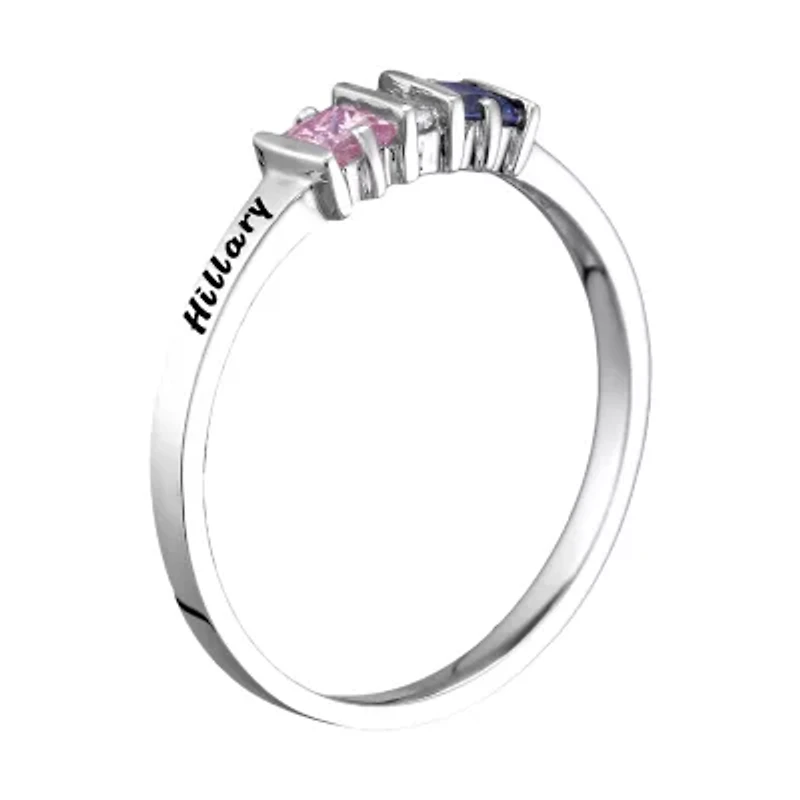 Personalized Womens Simulated Sterling Silver Square Cocktail Ring