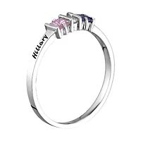 Personalized Womens Simulated Sterling Silver Square Cocktail Ring