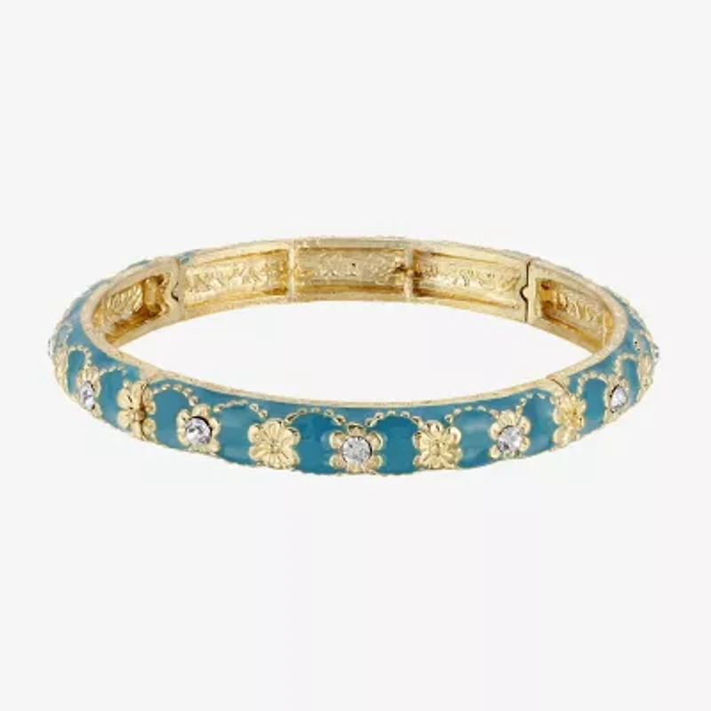 1928 Gold Tone Womens Crystal Stretch Bracelet