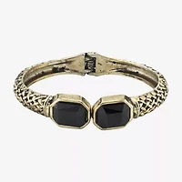 1928 Antigued Gold Tone Womens Black Cuff Bracelet
