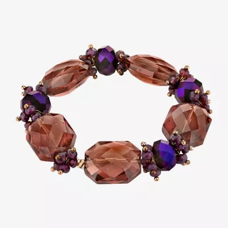 1928 Copper-Tone Womens Purple Stretch Bracelet