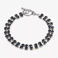1928 Silver Tone Womens Blue Crystal Tennis Bracelet