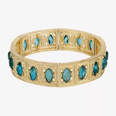 1928 Gold Tone Womens Blue Stretch Bracelet