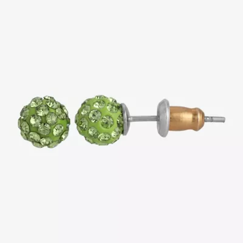 1928 Green 1/4 Inch Round Stud Earrings