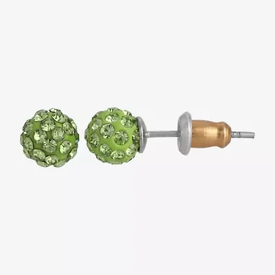1928 Green 1/4 Inch Round Stud Earrings