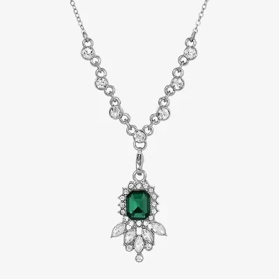 1928 Silver-Tone Womens Crystal Alloy 16 Inch Pendant Necklace