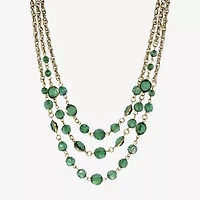1928 Gold-Tone Womens Green 16 Inch Beaded Necklace
