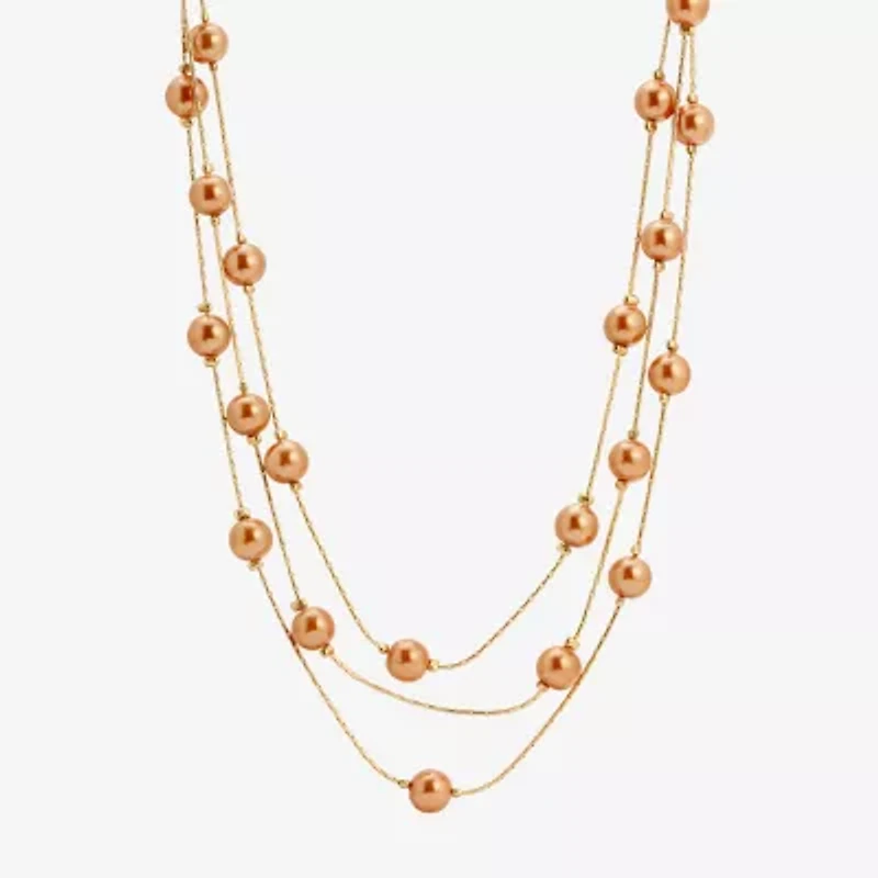 1928 Gold-Tone Womens Brown 16 Inch Strand Necklace