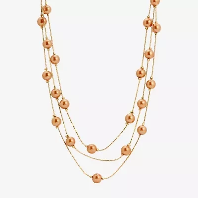 1928 Gold-Tone Womens Brown 16 Inch Strand Necklace