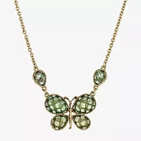 1928 Gold-Tone Womens Green Alloy 16 Inch Pendant Necklace