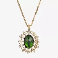 1928 Gold-Tone Womens Crystal Alloy Oval 16 Inch Pendant Necklace