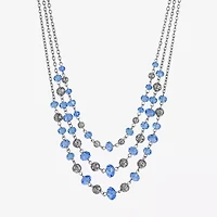 1928 Silver-Tone Womens Blue 16 Inch Beaded Necklace