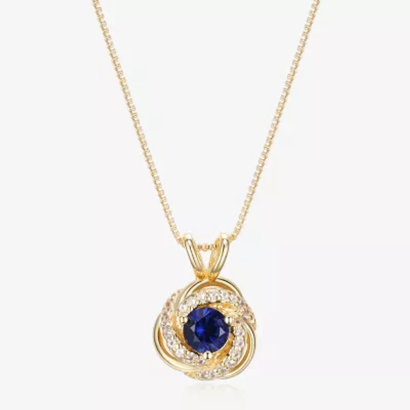 Womens Lab Created Blue Sapphire 18K Gold Over Silver 18 Inch Pendant Necklace