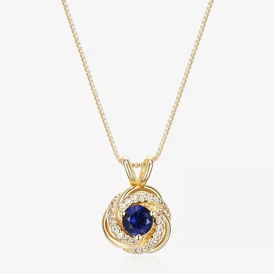 Womens Lab Created Blue Sapphire 18K Gold Over Silver 18 Inch Pendant Necklace