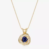 Womens Lab Created Blue Sapphire 18K Gold Over Silver 18 Inch Pendant Necklace