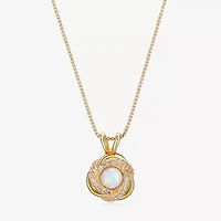 Womens Lab Created White Opal 18K Gold Over Silver 18 Inch Pendant Necklace